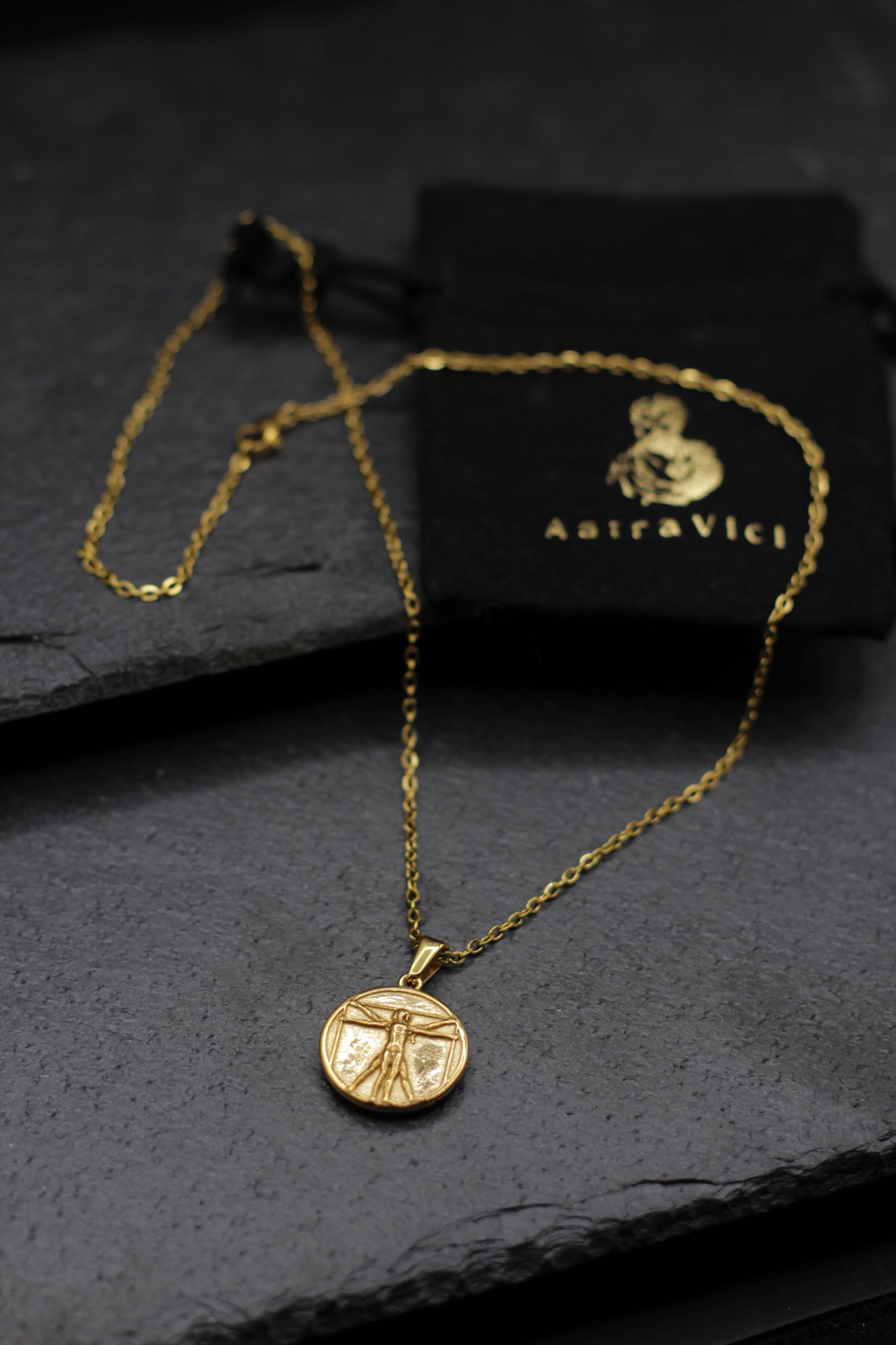 Vitruvian Pendant Necklace - Gold