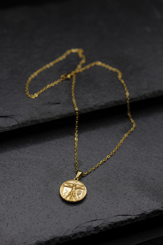 Vitruvian Pendant Necklace - Gold