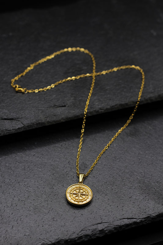 Compass Medallion Necklace - Gold